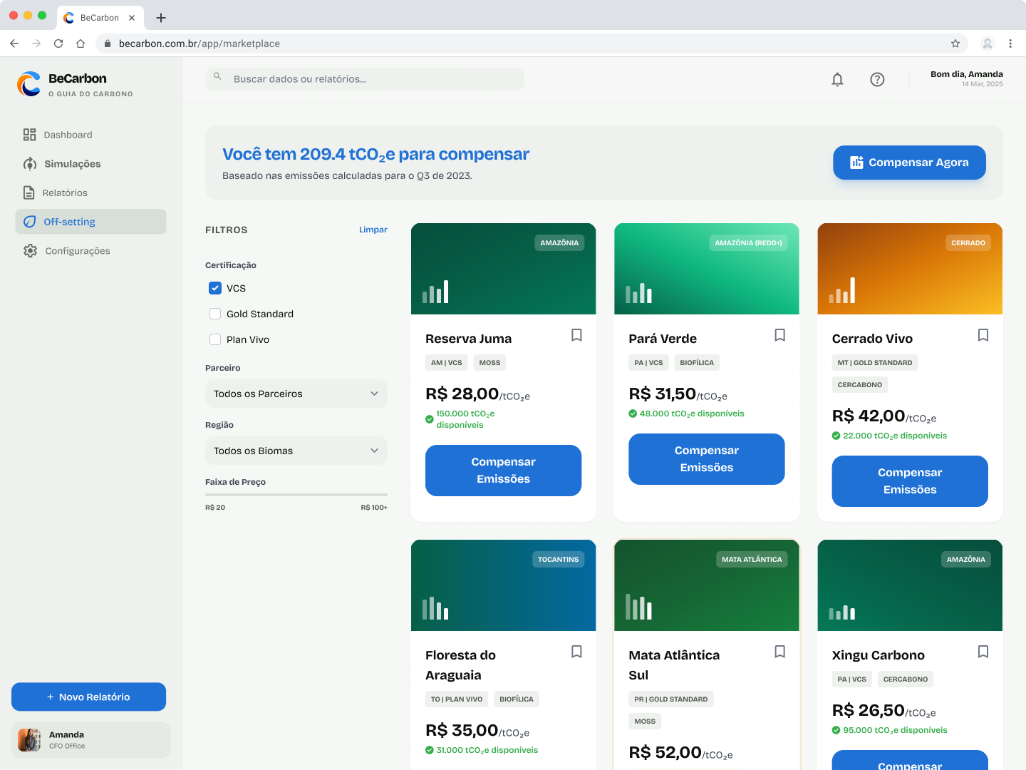 Marketplace de créditos de carbono